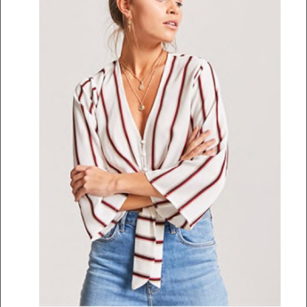 striped button down tie top